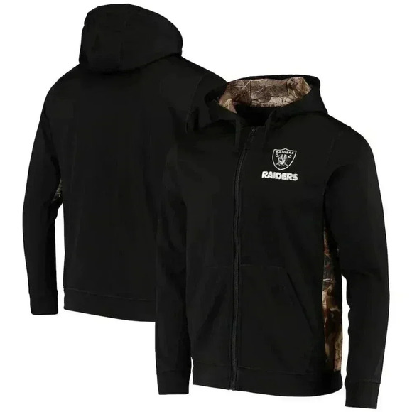 Men's Las Vegas Raiders Dunbrooke Black/Realtree Camo Decoy Tech Fleece Full-Zip - Picture 1 of 8
